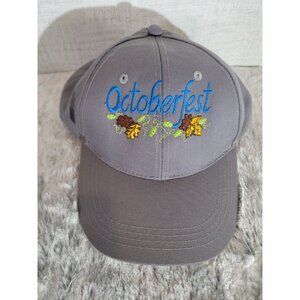 NWT Oktoberfest Embroidered Hat Gray Strapback Baseball Cap German Festival